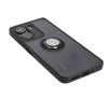 Etui Bizon z uchwytem na palec Hybrid Ring do Xiaomi Redmi 13C / Xiaomi Poco C65 Przydymione z czarną ramką