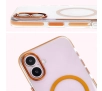Etui Bizon Marco z MagSafe do iPhone 16 Plus Przezroczyste z pomarańczową ramką