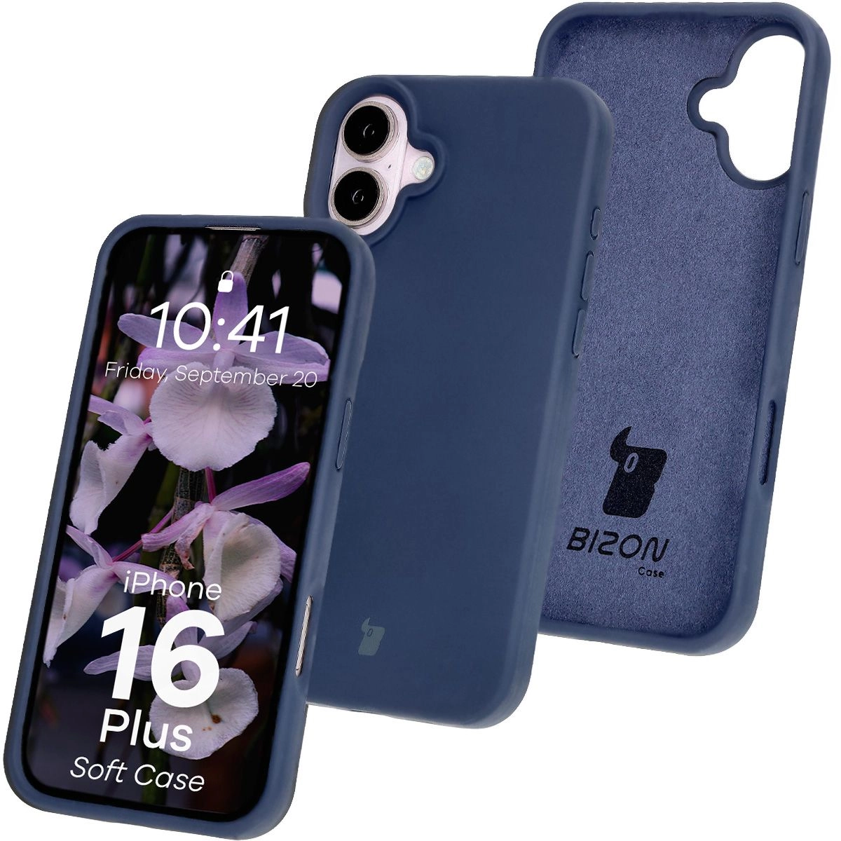 Etui Bizon Silikonowe Soft do iPhone 16 Plus Ciemno-niebieski