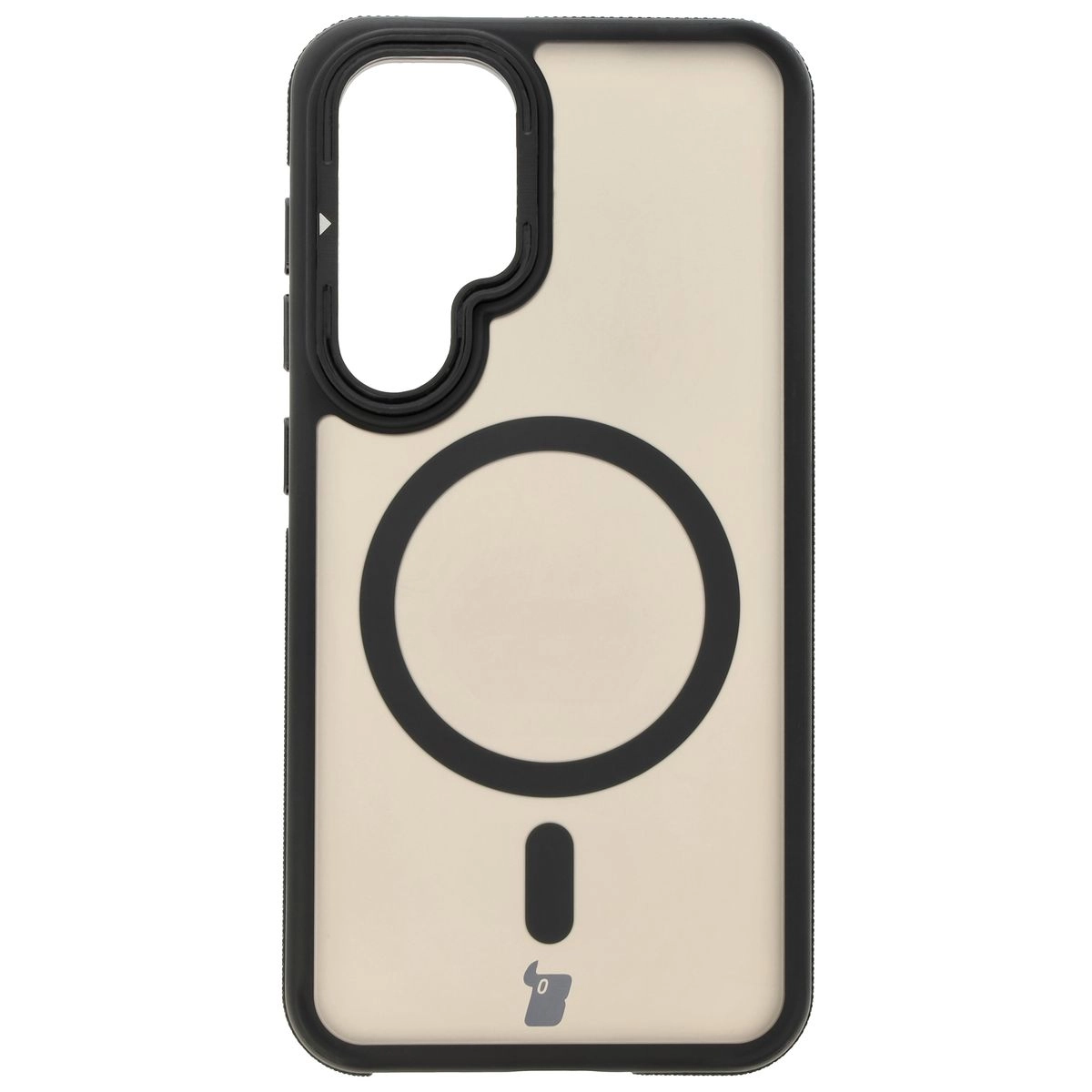 Etui Bizon Eclipse z MagSafe i podstawką do Galaxy S24 Przydymione z czarną ramką