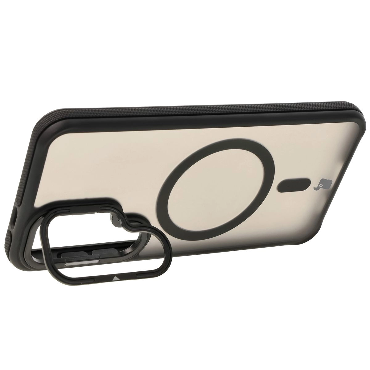 Etui Bizon Eclipse z MagSafe i podstawką do Galaxy S24 Przydymione z czarną ramką