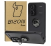 Etui Bizon z uchwytem na palec Hybrid Ring do Xiaomi Redmi Note 13 Pro+ 5G Przydymione z czarną ramką
