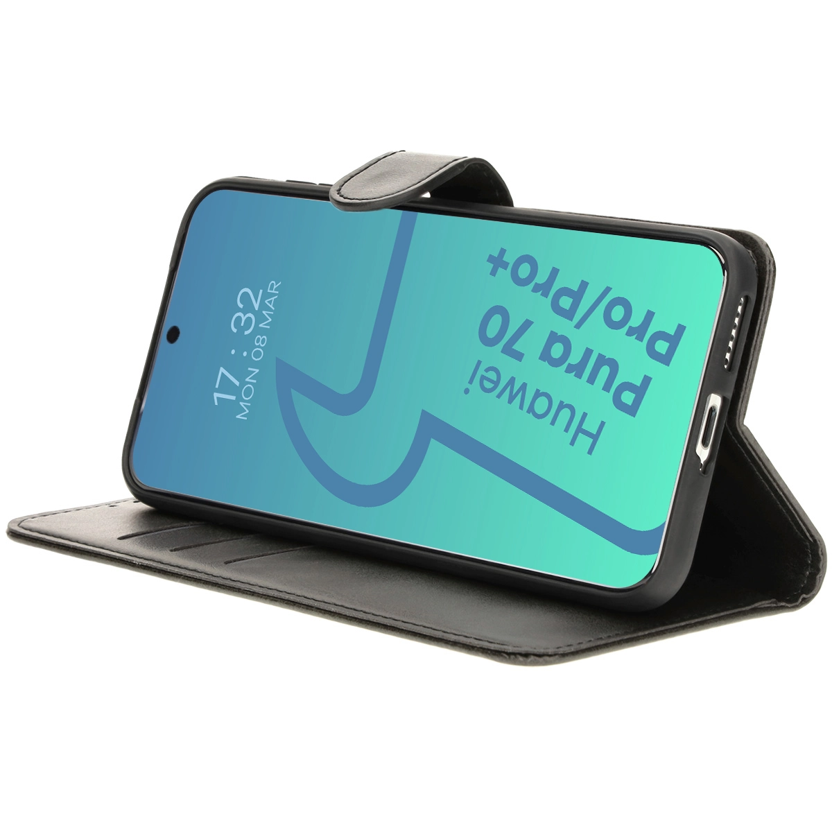 Etui Bizon z klapką Pocket do Huawei Pura 70 Pro/Pro+ Czarny