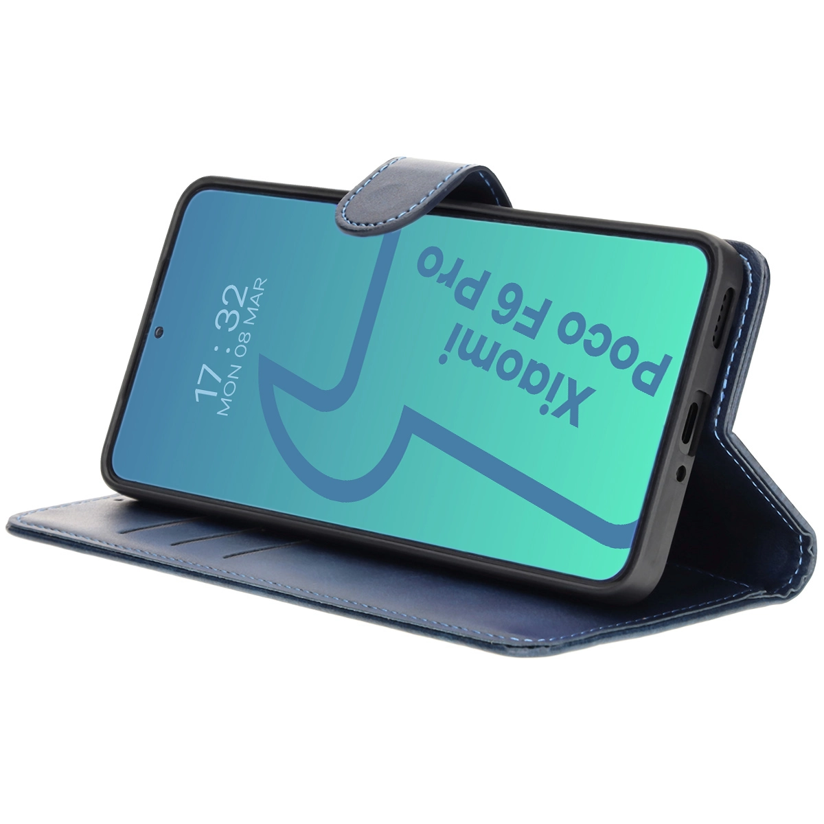 Etui Bizon z klapką Pocket do Xiaomi Poco F6 Pro Granatowy