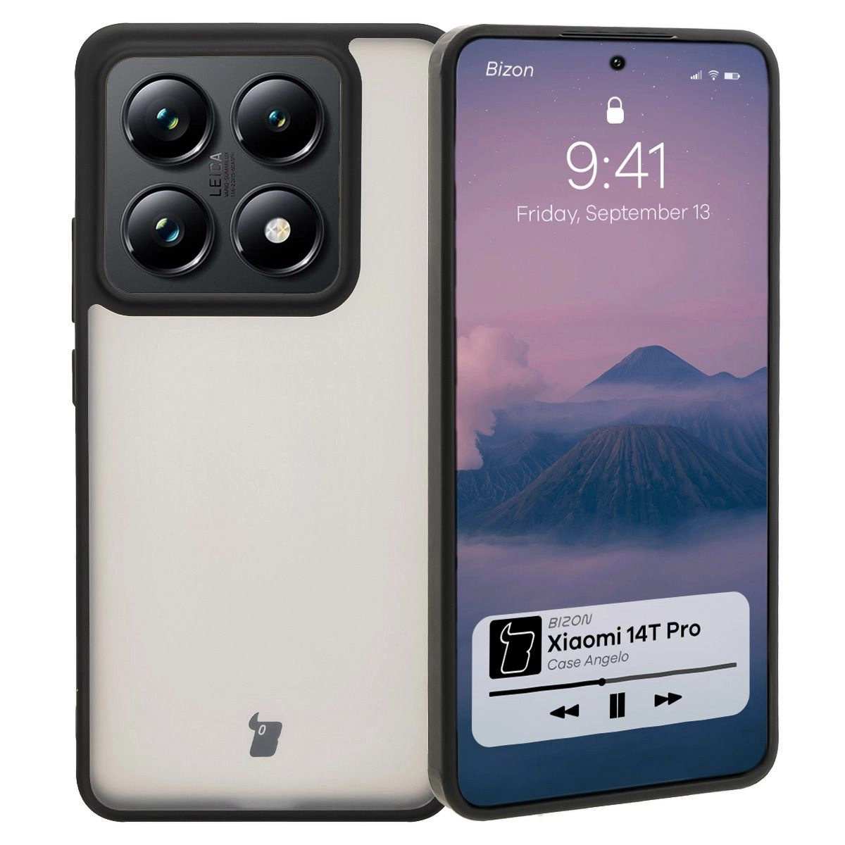 Etui Bizon Angelo do Xiaomi 14T Pro Przydymione z czarną ramką
