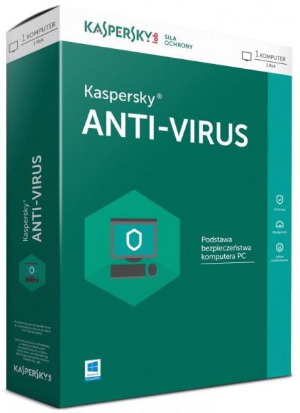 Antywirus Kaspersky Anti-Virus 2016 PL 1stan./12m-ce BOX