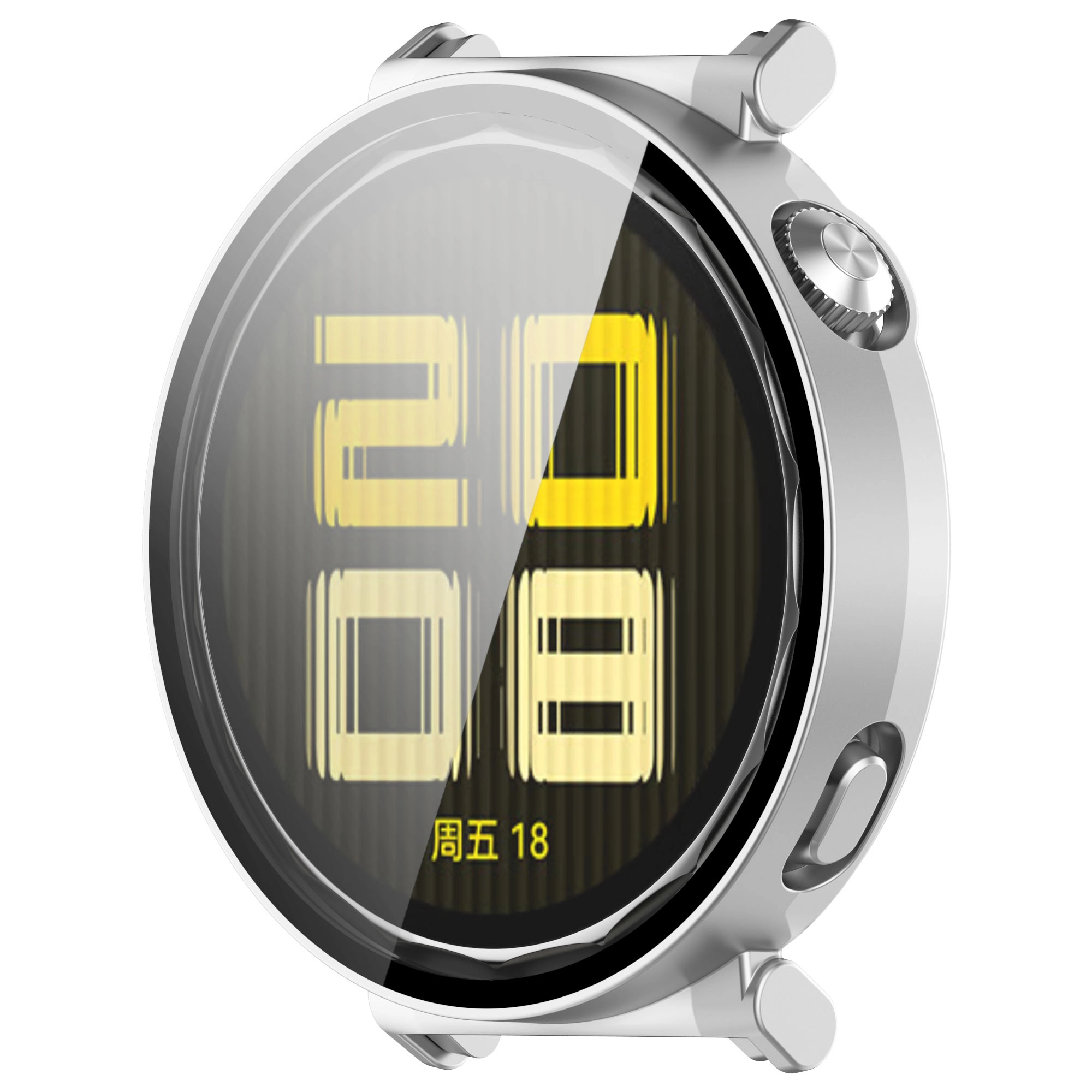 Nakładka na tarczę Bizon ze szkłem do Huawei Watch GT 5 41mm Satynowo srebrny