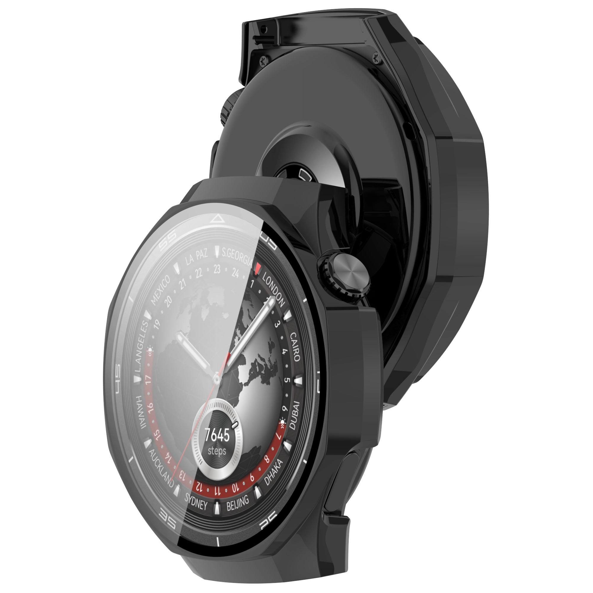 Nakładka na tarczę Bizon ze szkłem do Huawei Watch GT5 Pro 46mm Czarny