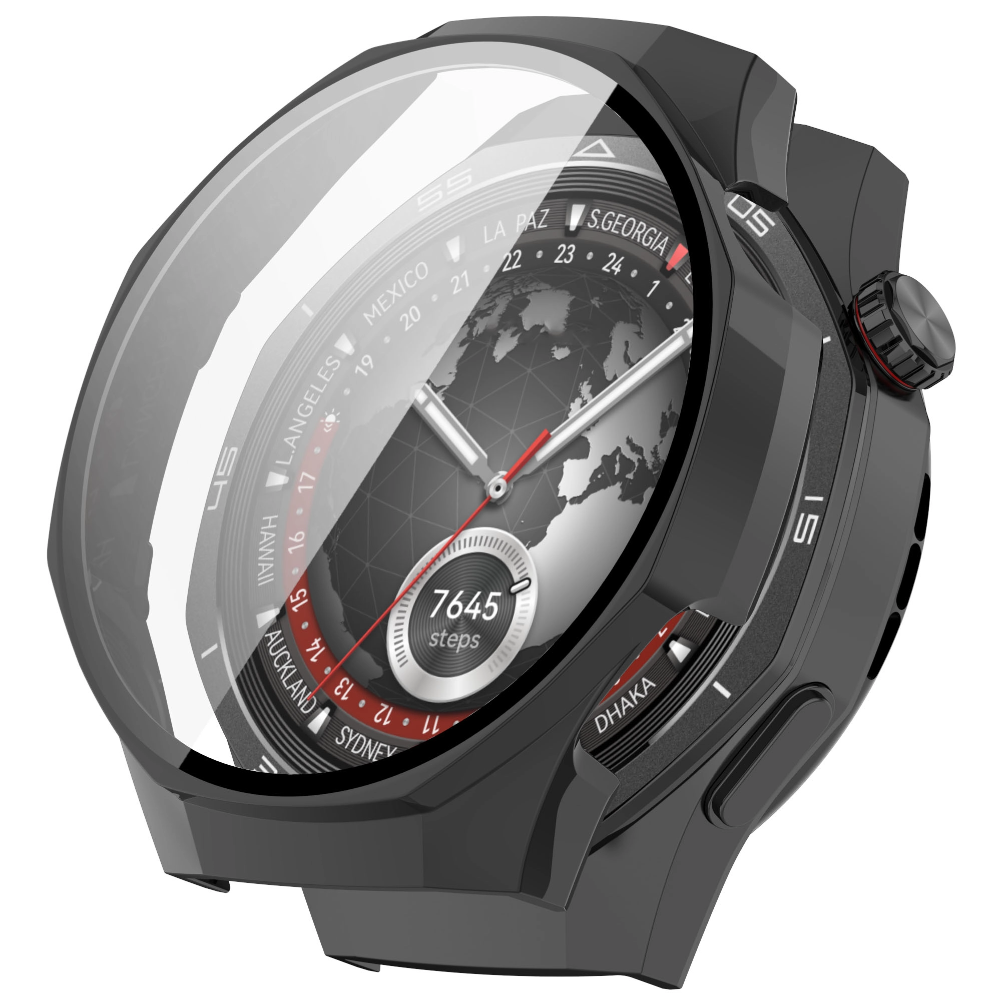 Nakładka na tarczę Bizon ze szkłem do Huawei Watch GT5 Pro 46mm Czarny