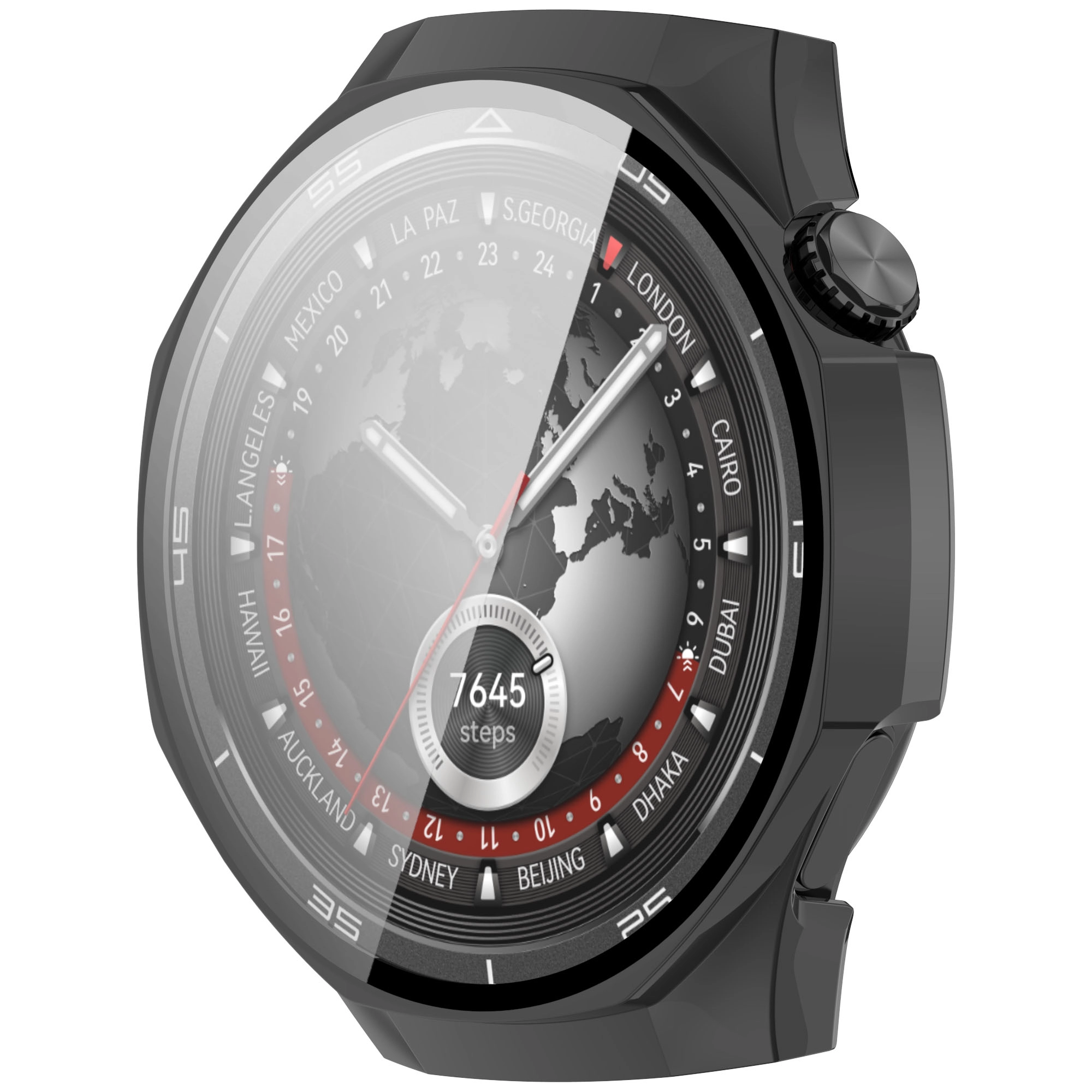 Nakładka na tarczę Bizon ze szkłem do Huawei Watch GT5 Pro 46mm Czarny