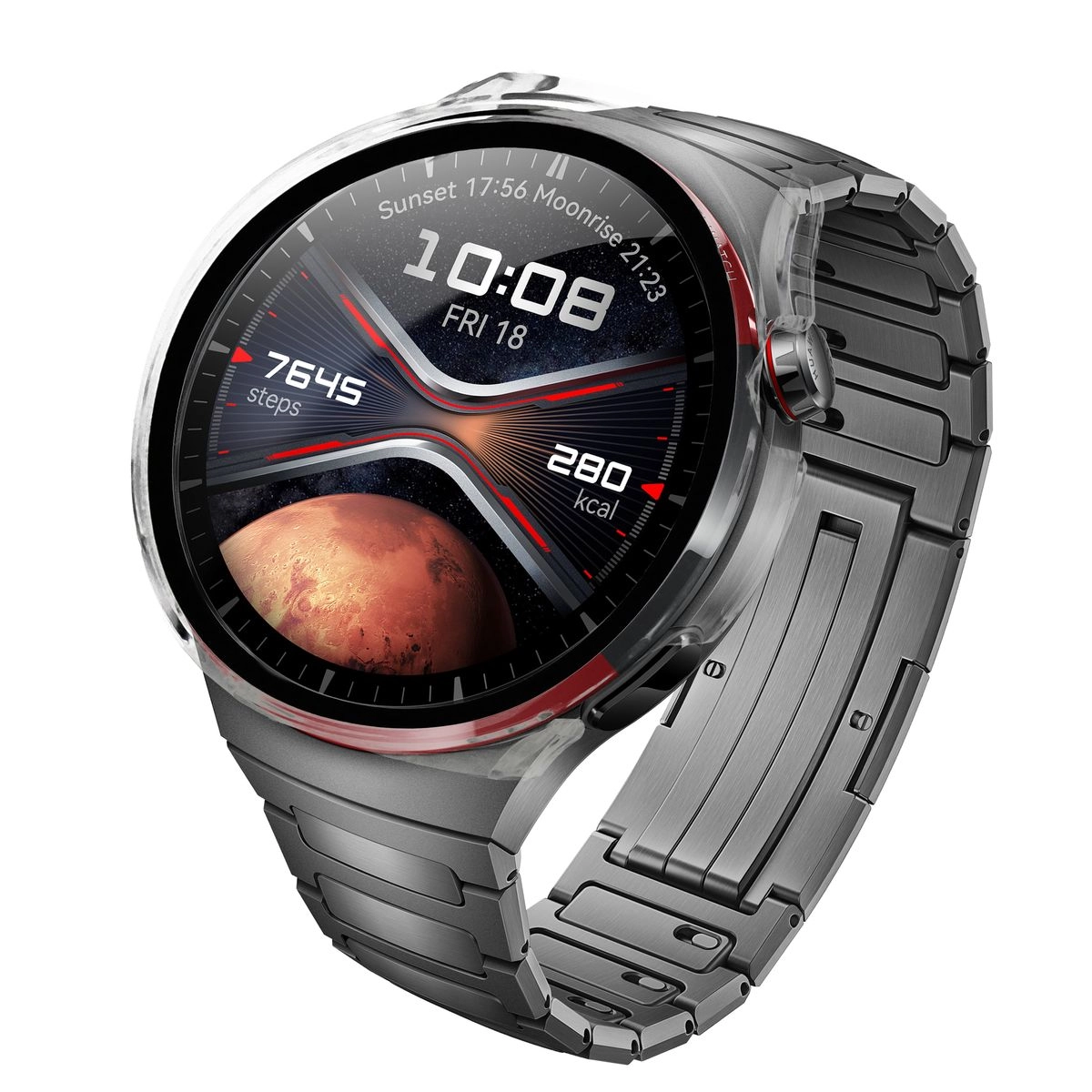 Nakładka na tarczę Bizon ze szkłem do Huawei Watch 4 Pro Space Edition Przezroczysty