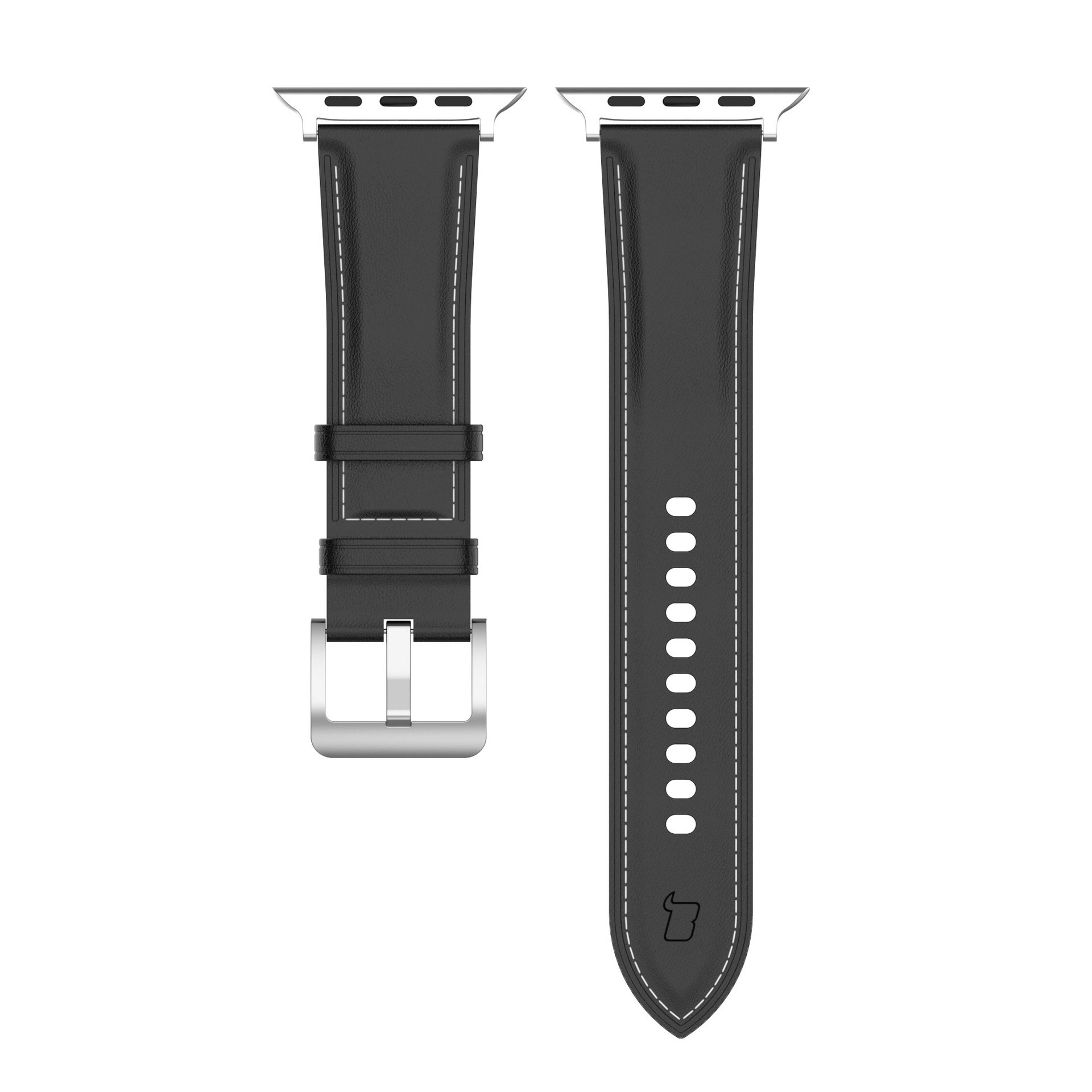 Pasek Bizon skórzany Casual do Apple Watch 44/45/46/49mm Czarny
