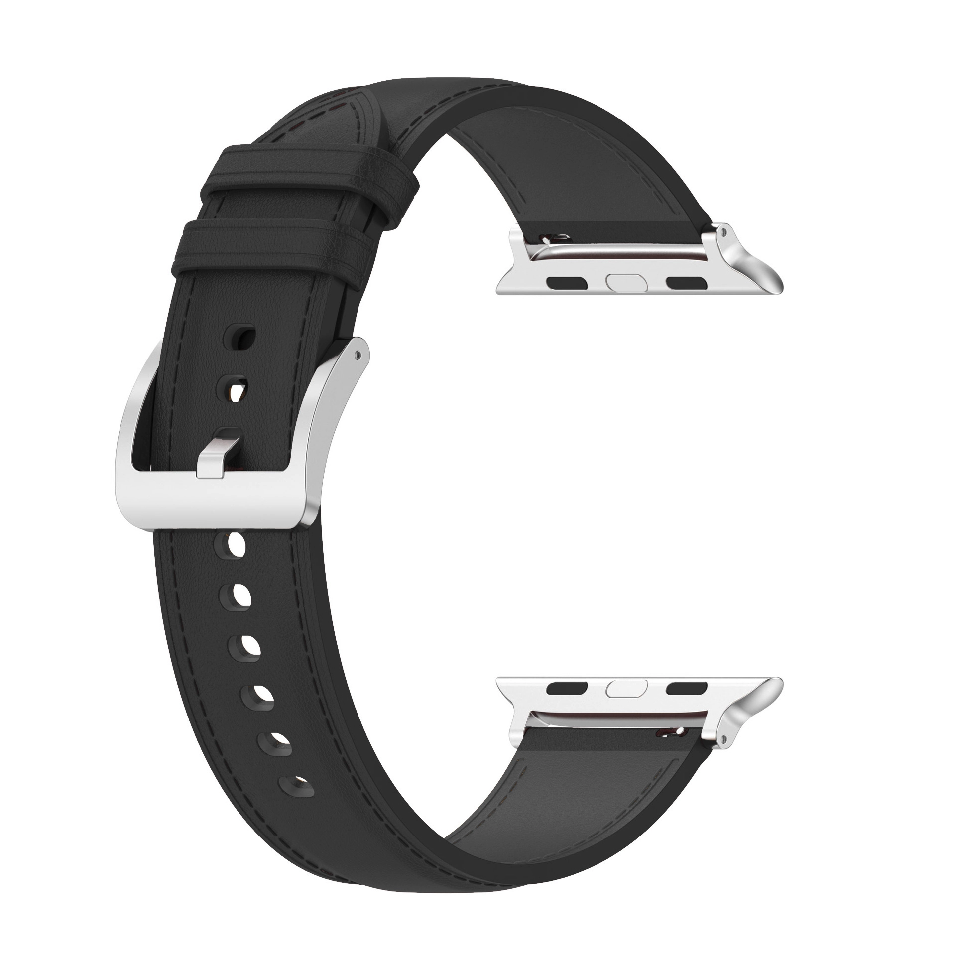 Pasek Bizon skórzany Casual do Apple Watch 44/45/46/49mm Czarny