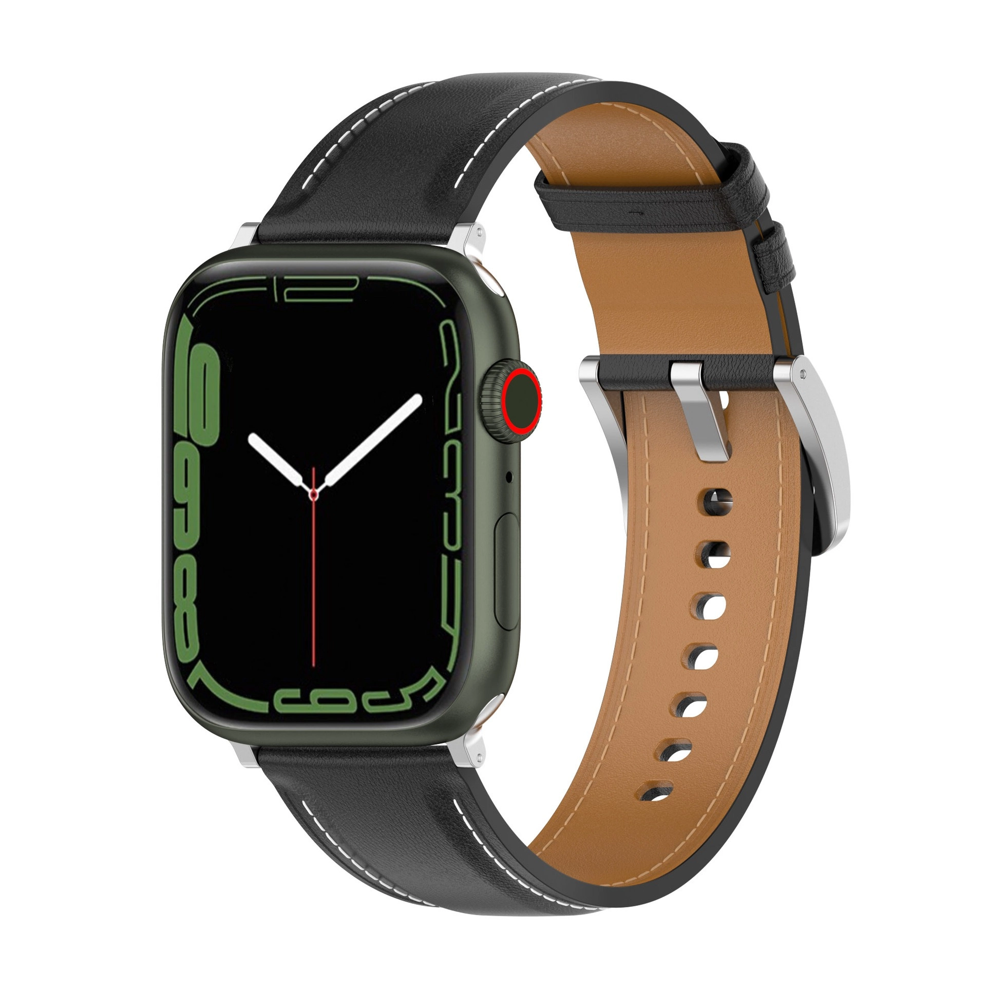 Pasek Bizon skórzany Casual do Apple Watch 44/45/46/49mm Czarny