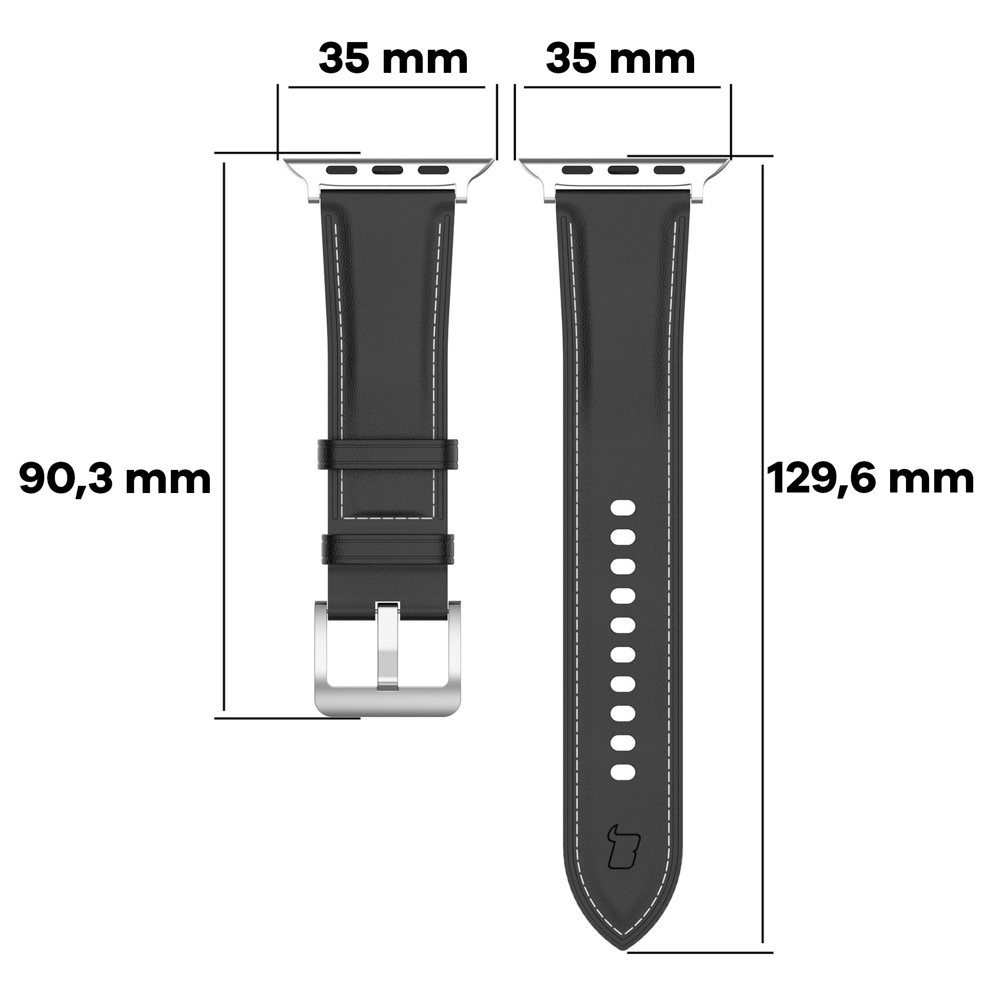 Pasek Bizon skórzany Casual do Apple Watch 44/45/46/49mm Czarny