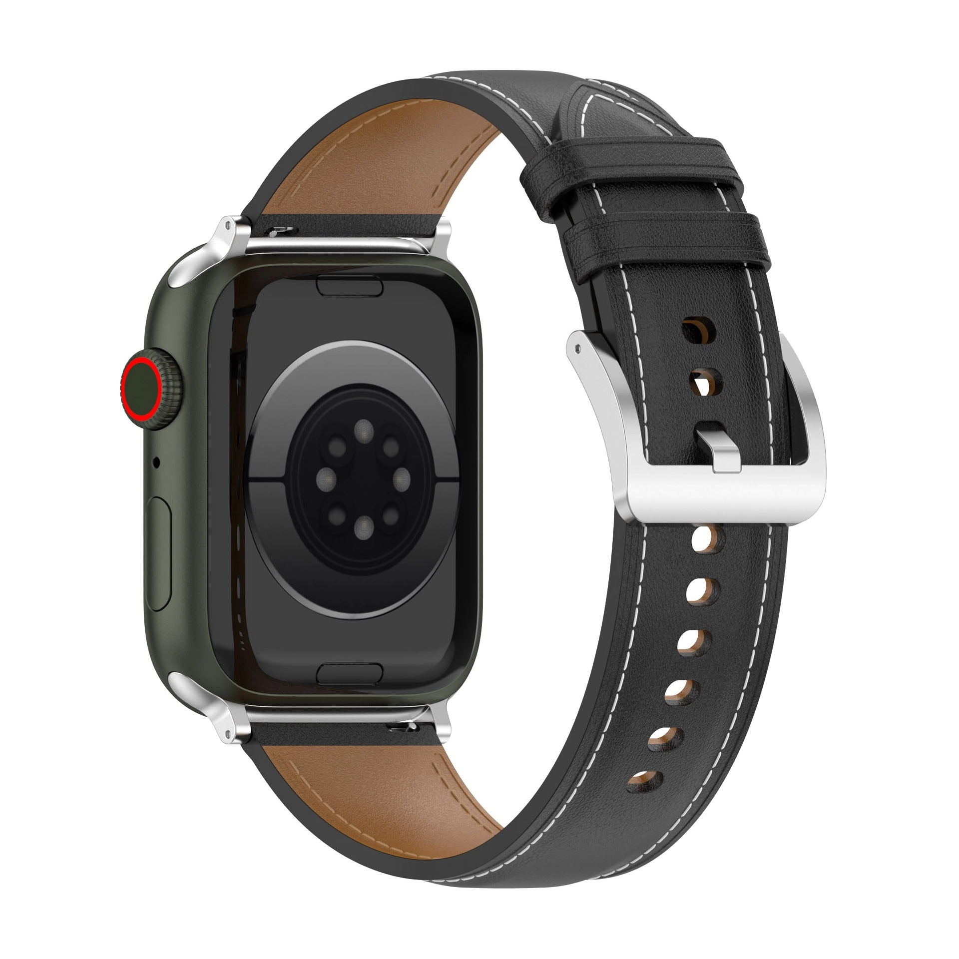 Pasek Bizon skórzany Casual do Apple Watch 44/45/46/49mm Czarny