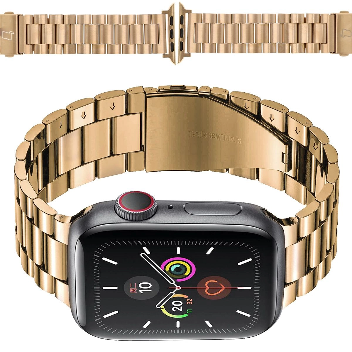 Bransoleta Bizon ze stali nierdzewnej Aura do Apple Watch 49/46/45/44/42mm Różowo-złoty