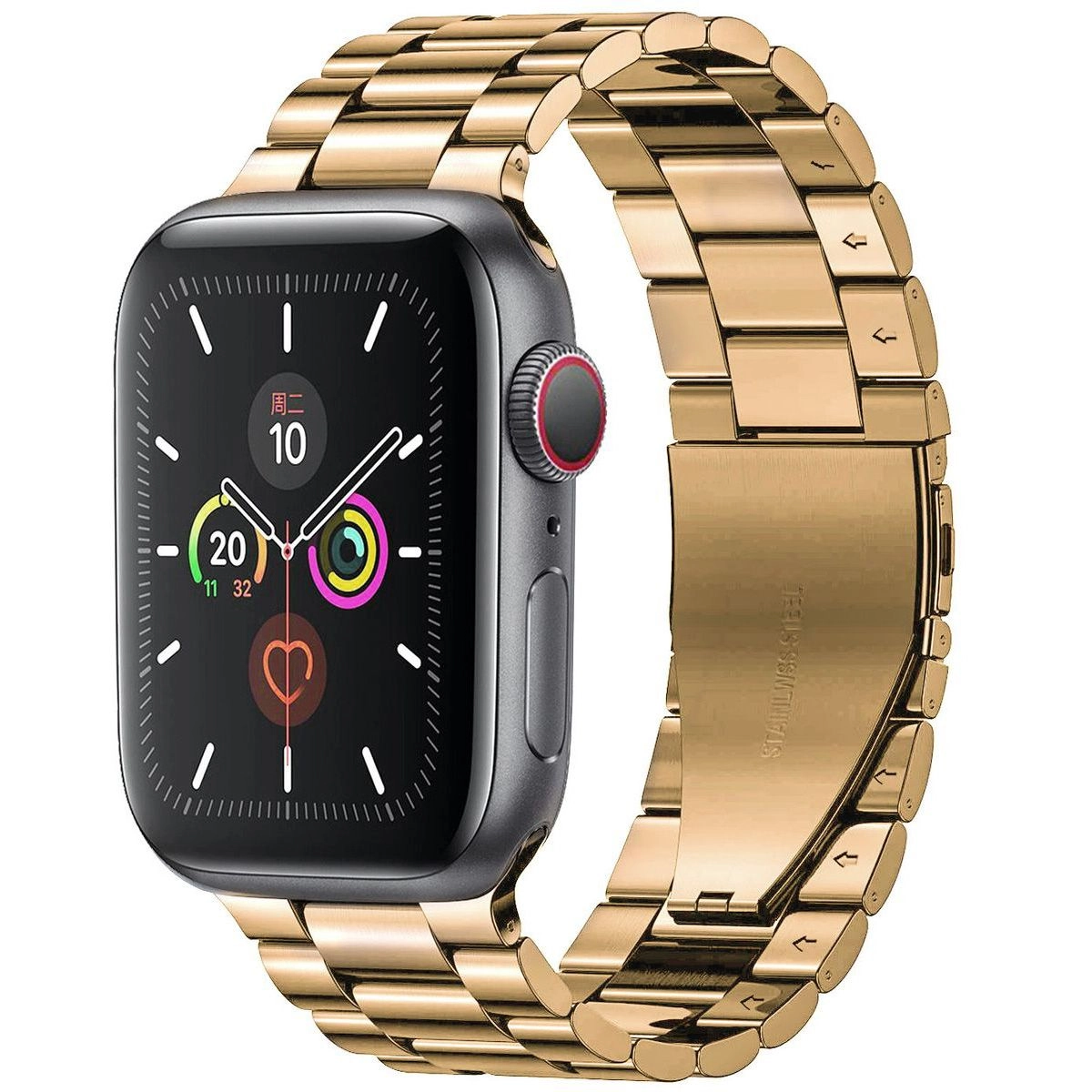 Bransoleta Bizon ze stali nierdzewnej Aura do Apple Watch 49/46/45/44/42mm Różowo-złoty