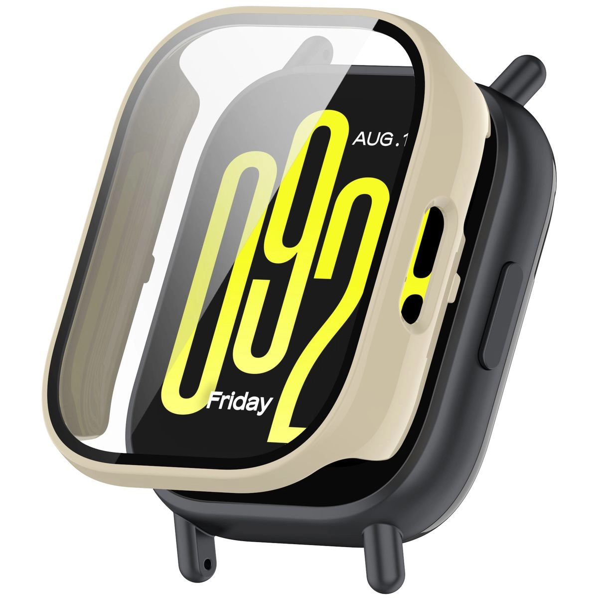 Nakładka na tarczę Bizon ze szkłem do Xiaomi Redmi Watch 5 Active Beżowy