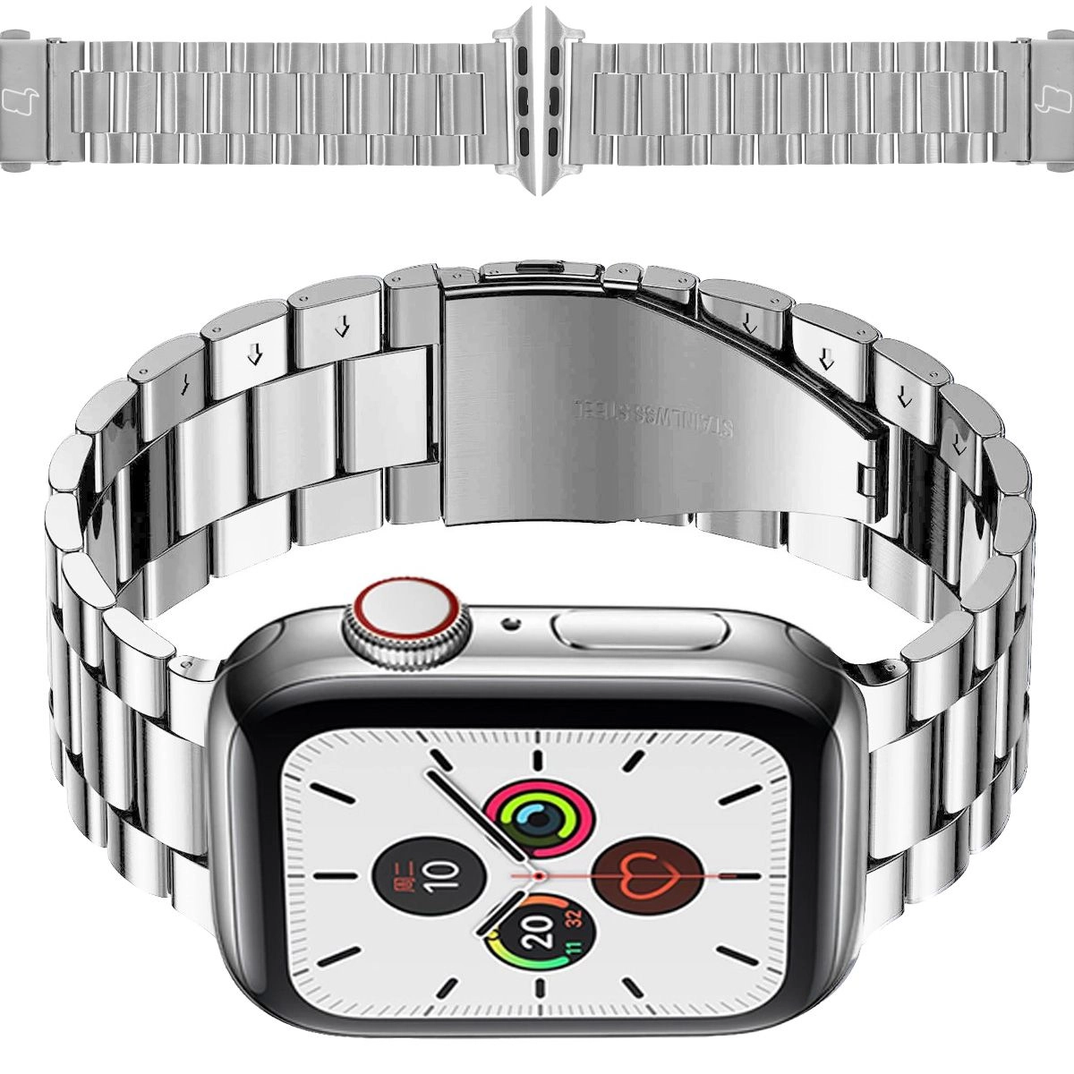 Bransoleta Bizon ze stali nierdzewnej Aura do Apple Watch 41/40/38mm Srebrny