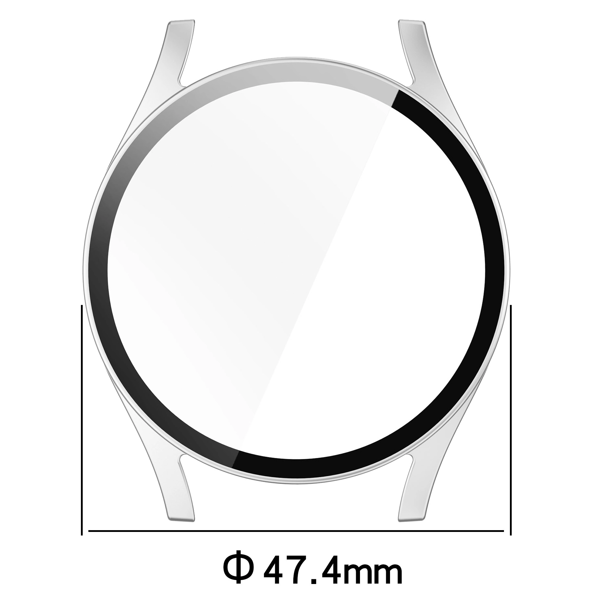 Nakładka na tarczę Bizon ze szkłem do Galaxy Watch 7 44mm Satynowo srebrny