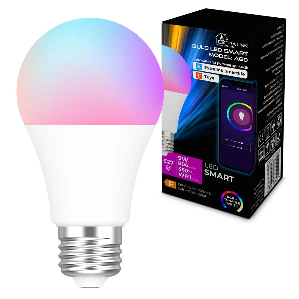 Extralink A60 E27 806lm 9W RGB 1szt.