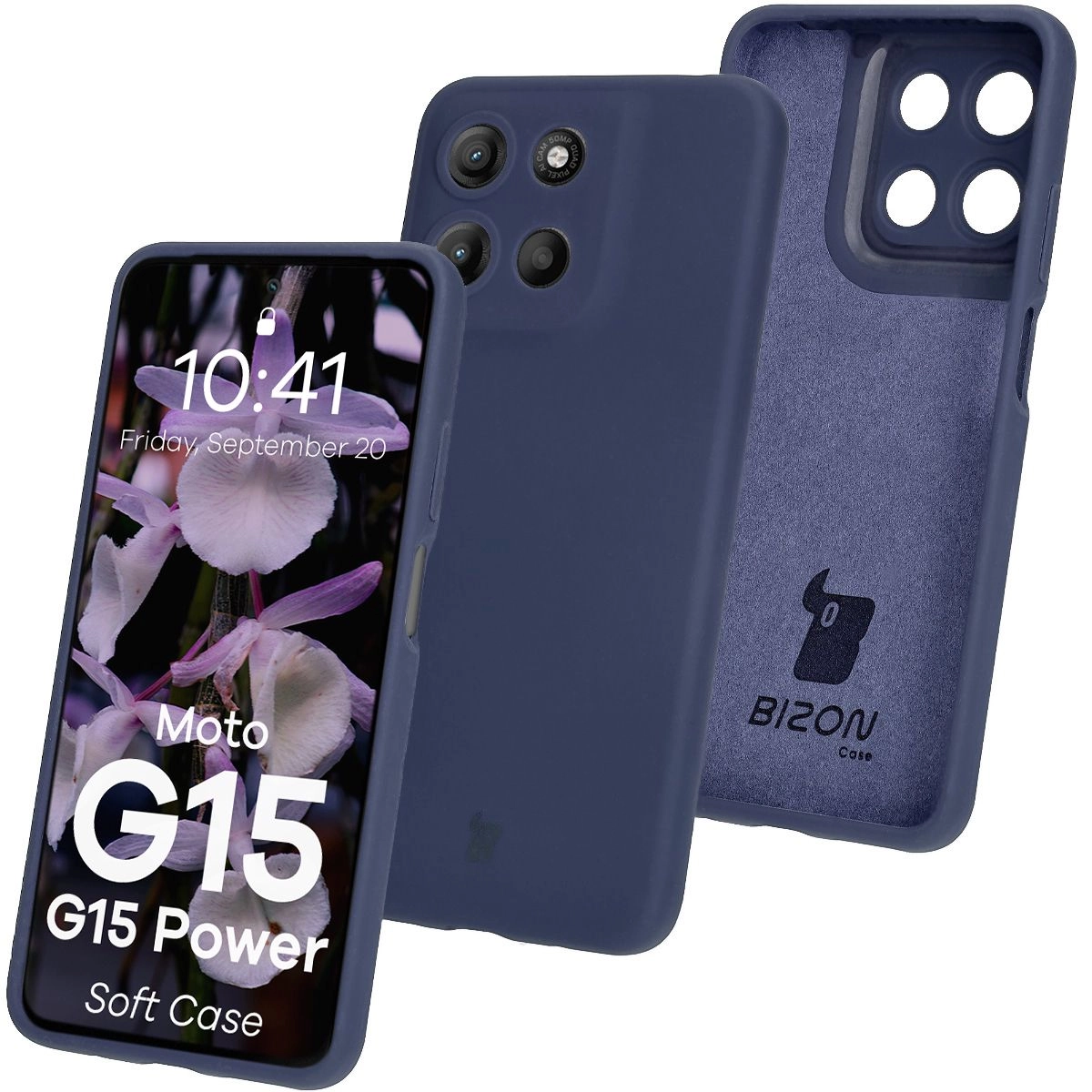 Etui Bizon Silikonowe Soft do Motorola Moto G15/G15 Power Ciemno-niebieski