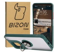 Bizon z uchwytem na palec Hybrid Ring do Motorola Moto G15 / G15 Power Przydymione z ciemnozieloną ramką