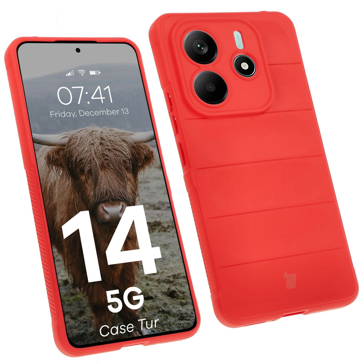 Etui Bizon Tur do Xiaomi Redmi Note 14 5G Czerwony
