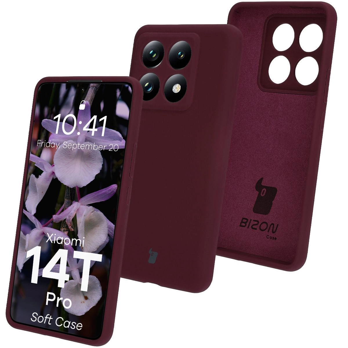 Etui Bizon Silikonowe Soft do Xiaomi 14T Pro Ciemno-fioletowy