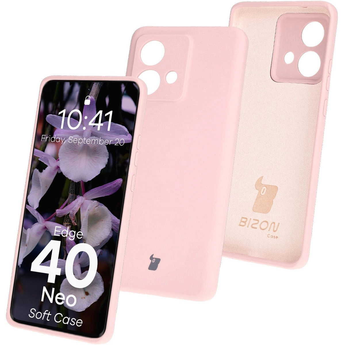 Etui Bizon Silikonowe Soft do Motorola Edge 40 Neo pudrowy róż