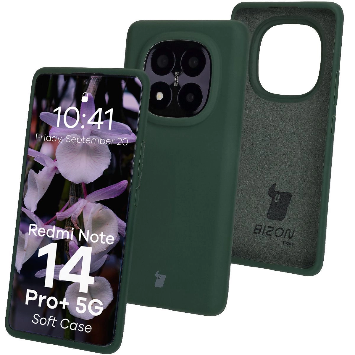Etui Bizon Silikonowe Soft do Xiaomi Redmi Note 14 Pro Plus 5G Ciemnozielony