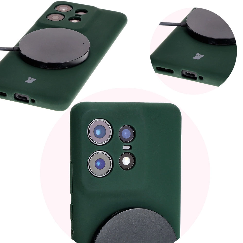 Etui Bizon Silikonowe Soft do Motorola Edge 50 Pro Ciemnozielony