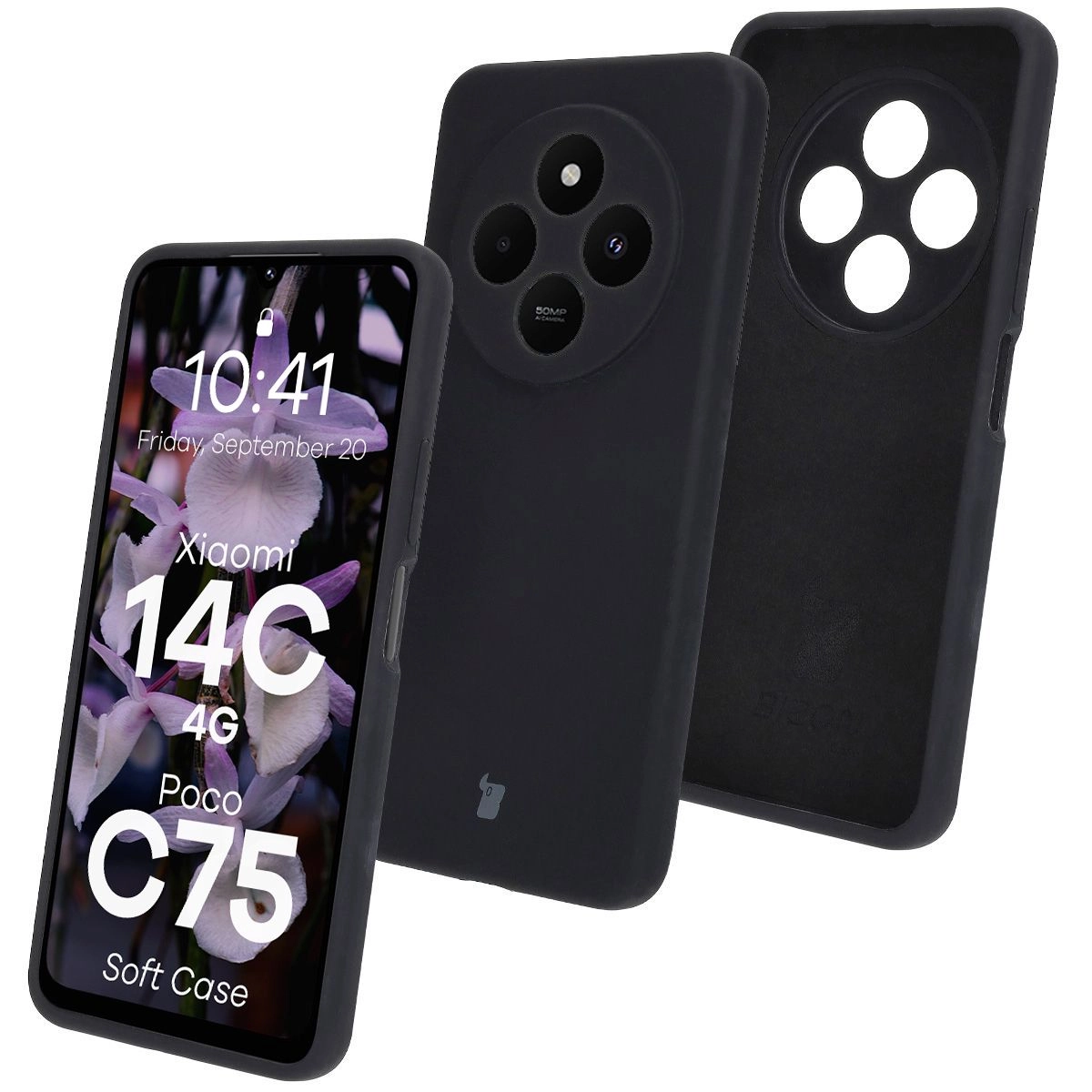 Etui Bizon Silikonowe Soft do Xiaomi Redmi 14C 4G/Poco C75 Czarny
