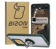 Bizon z uchwytem na palec Hybrid Ring do Xiaomi Redmi Note 14 5G Przydymione z ciemnozieloną ramką