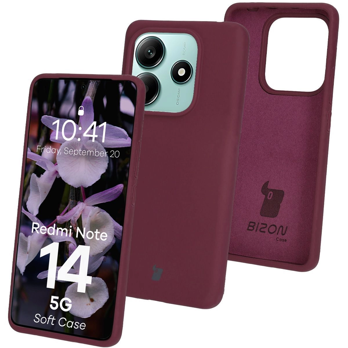 Etui Bizon Silikonowe Soft do Xiaomi Redmi Note 14 5G Ciemno-fioletowy