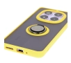 Etui Bizon z uchwytem na palec Hybrid Ring do Xiaomi Redmi Note 14 Pro 5G / Poco X7 Przydymione z żółtą ramką