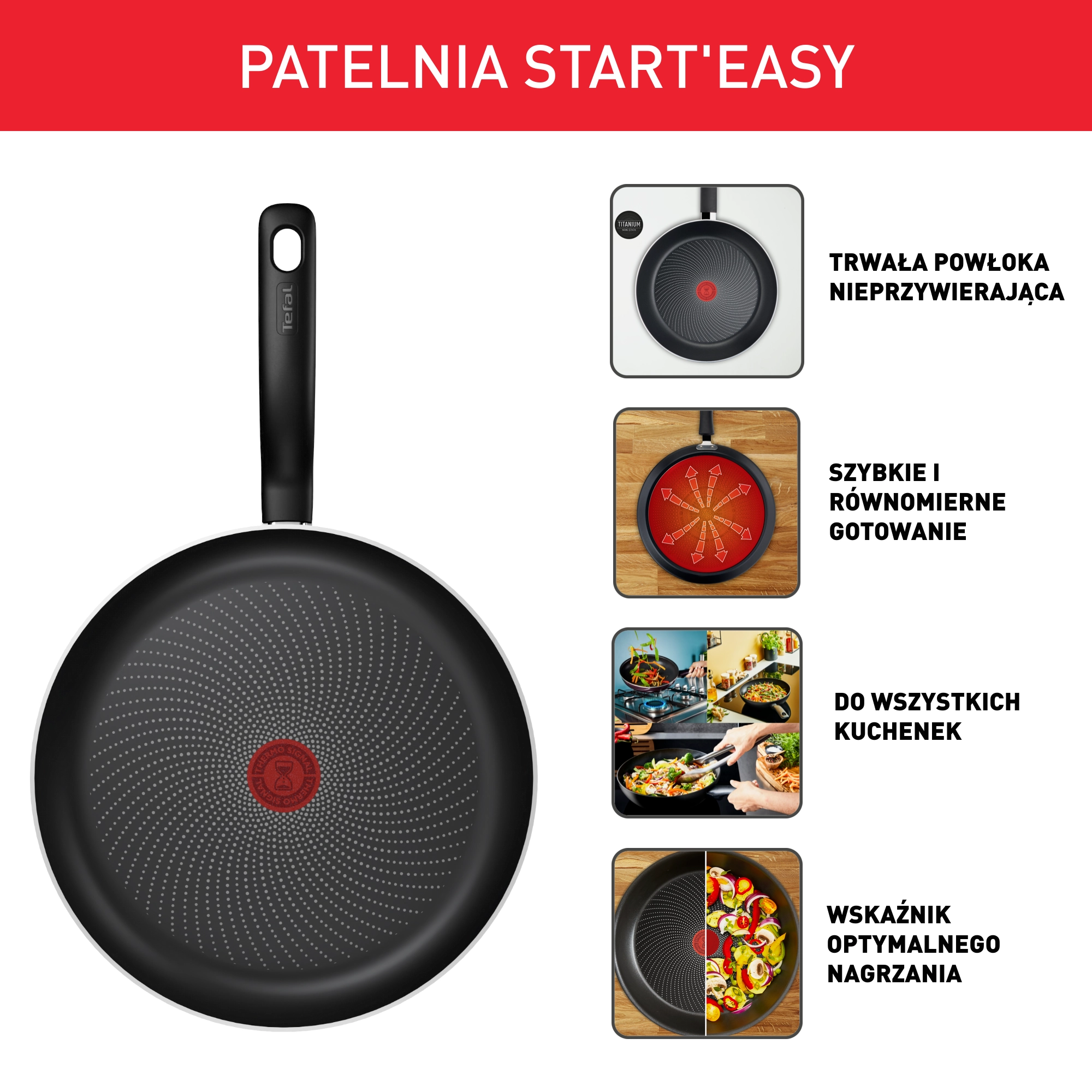 Patelnia Tefal Start Easy C2690721 Indukcja Titanium 30cm