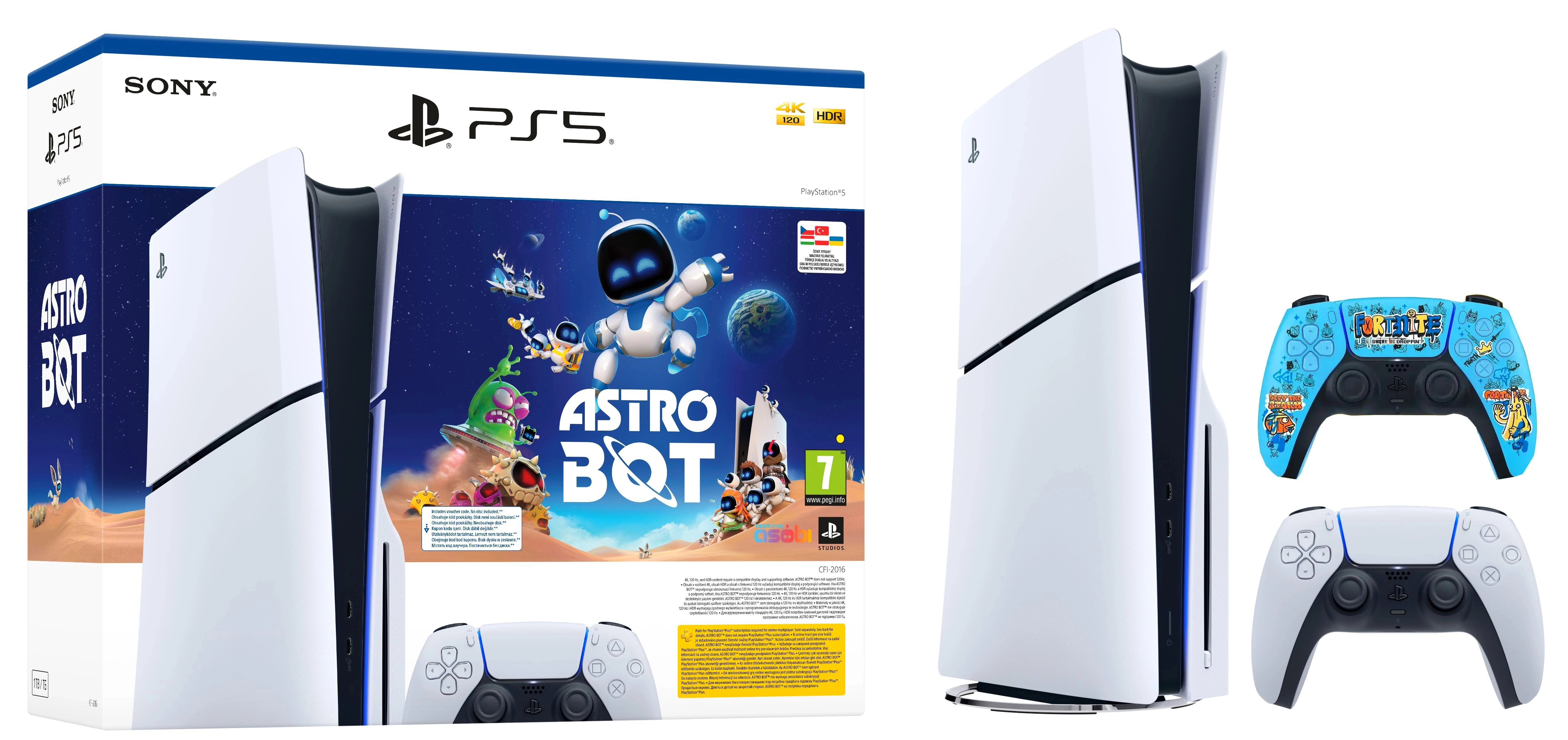 Konsola Sony PlayStation 5 Slim D Chassis (PS5) 1TB z napędem Astro Bot Bundle + Dodatkowy Pad Edycja Limitowana FORTNITE