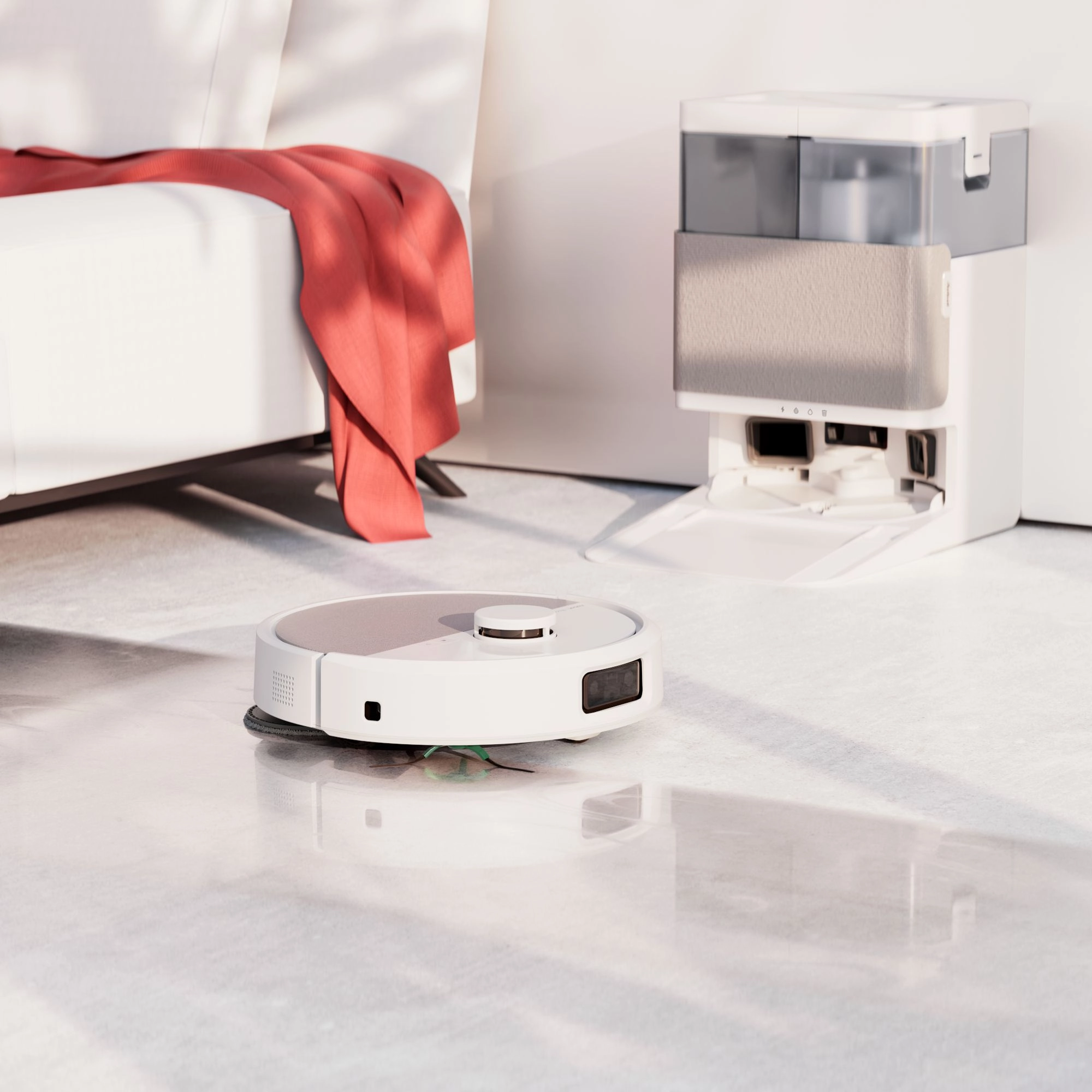 Robot sprzątający iRobot Roomba Plus 505 Combo Funkcja mopowania Stacja oczyszczająca Tworzenie mapy pomieszczenia 68dB Biały