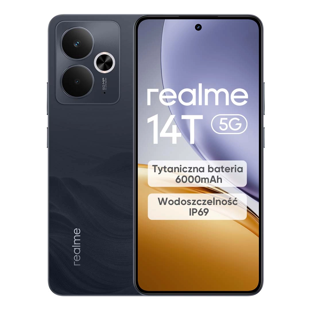 Smartfon realme 14T 5G 8/256GB Funkcje AI 6,67" 120Hz 50Mpix Czarny