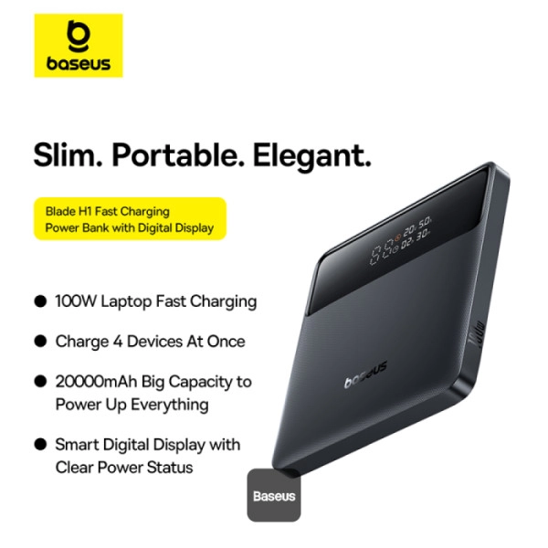 Powerbank Baseus Blade H1 Lite 20000mAh 100W Czarny