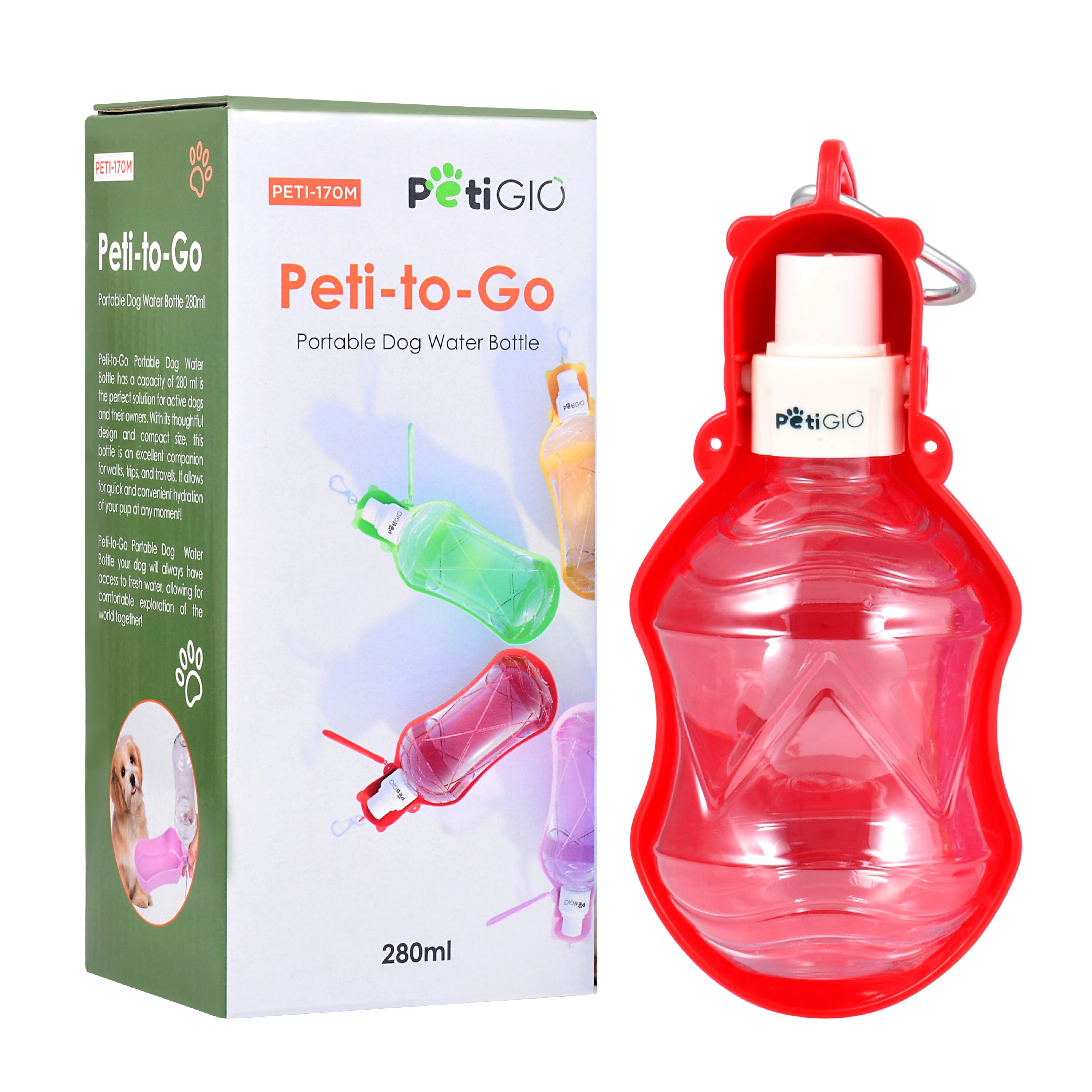 Butelka podróżna PetiGIO na wodę dla Psa PETI-TO-GO 280ml