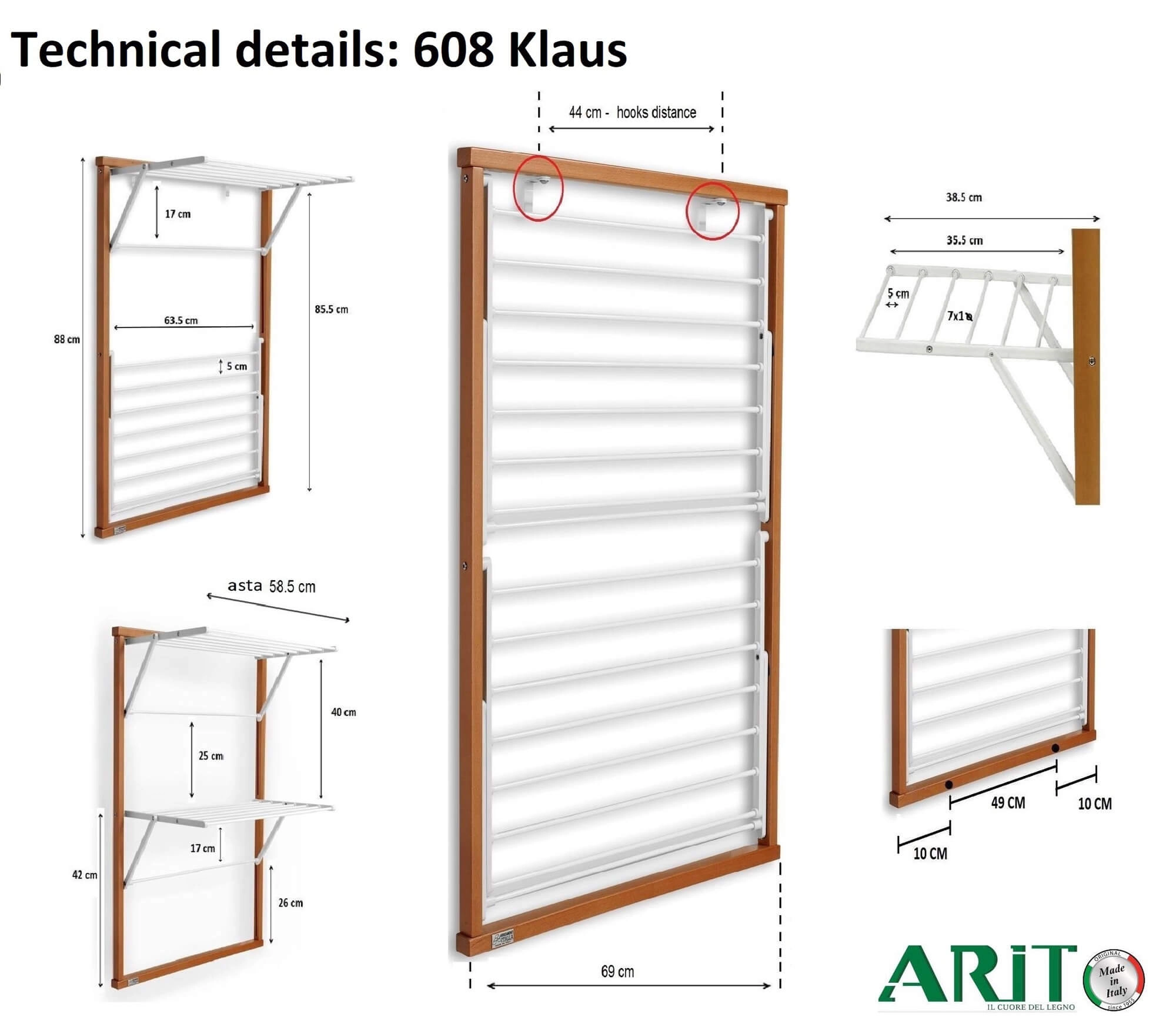 Suszarka na pranie Arredamenti Klaus ARIT-608-BR 9m