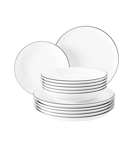 Zestaw obiadowy Seltmann Lido Black Line 12 elementów