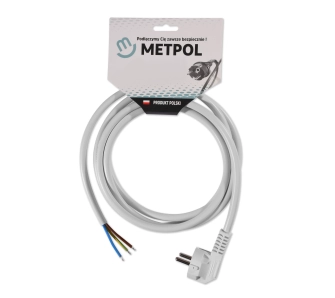 Kabel zasilający Metpol z wtyczka 3x2,5 dł. 1,5 m (W-1 H05VV-F 3G2,5 L-1500 art. 1351750/2033)
