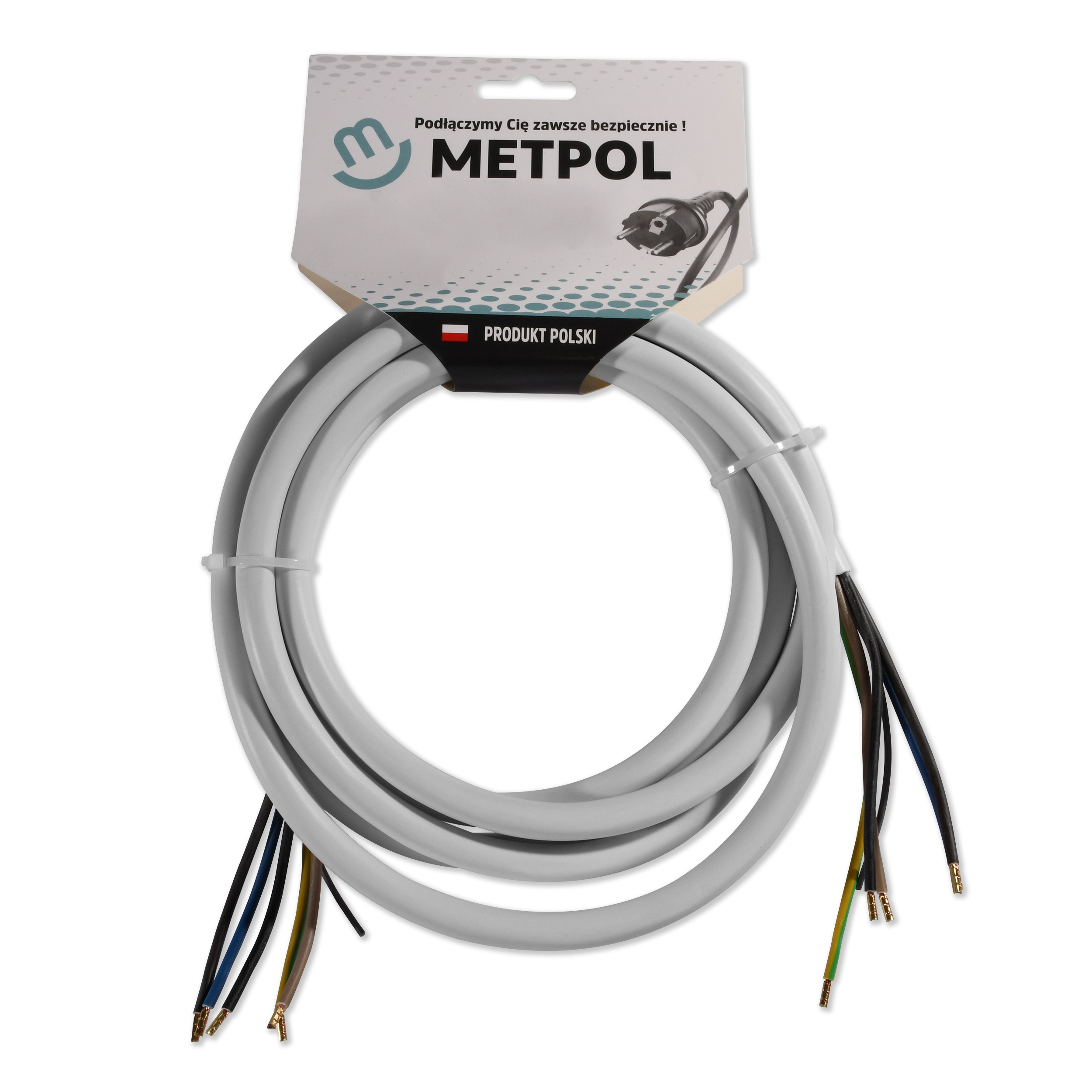 Kabel zasilający Metpol 5x2,5 dł. 3,0 m (H05VV-F 5G2,5 L-3000 art. 1351714/2039)