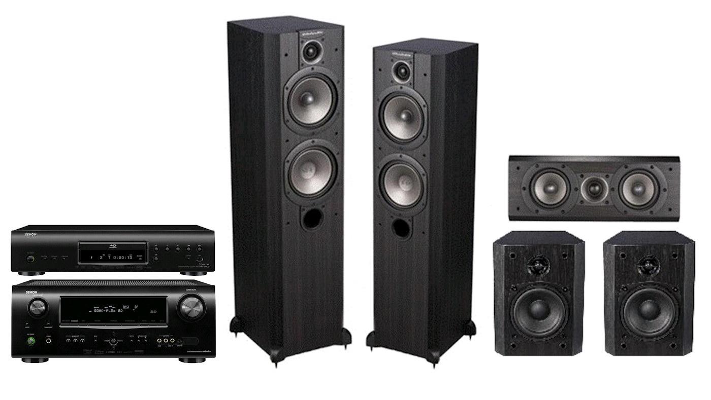 Zestaw kina Denon DBP-1611B, AVR-1611B, Wharfedale Vardus VR-300 (czarny)
