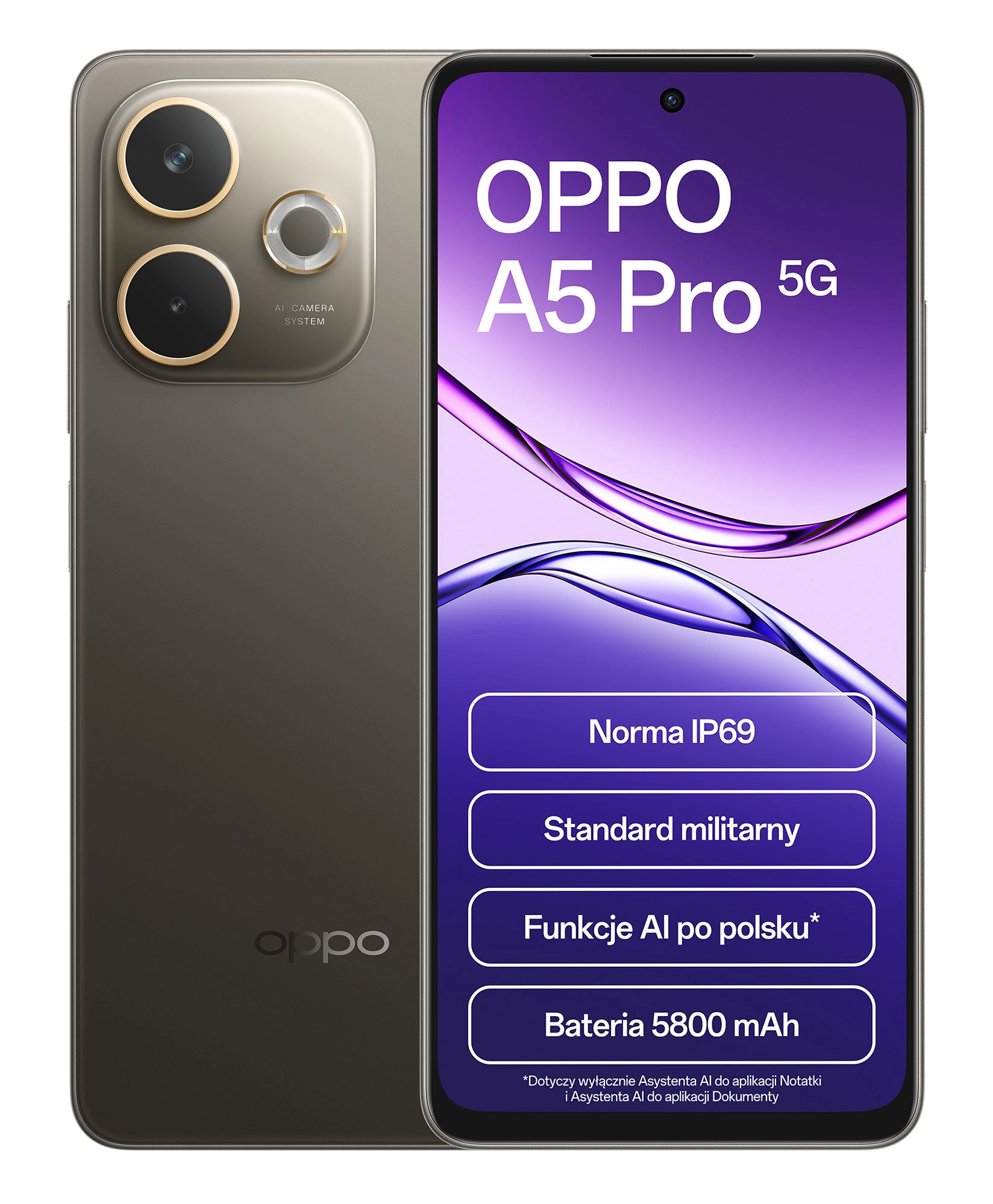 Smartfon OPPO A5 Pro 5G 8/256GB Funkcje AI 6,6" 120Hz 50Mpix Brązowy