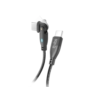 Kabel SBS USB-C do USB-C łamany 180° 60W 1m Czarny